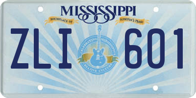 MS license plate ZLI601