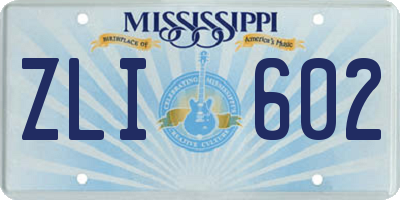 MS license plate ZLI602