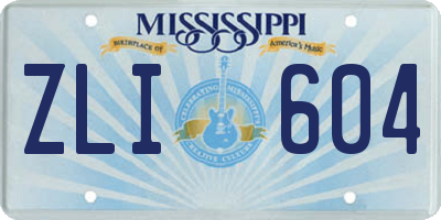MS license plate ZLI604