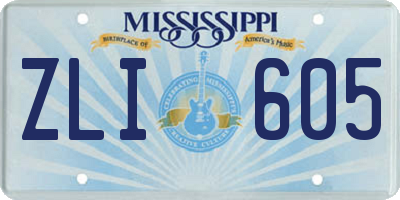 MS license plate ZLI605