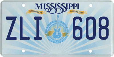 MS license plate ZLI608