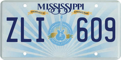 MS license plate ZLI609