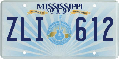 MS license plate ZLI612