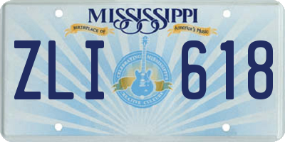 MS license plate ZLI618