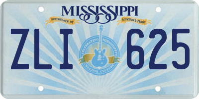 MS license plate ZLI625