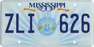 MS license plate ZLI626