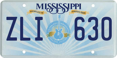 MS license plate ZLI630
