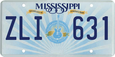MS license plate ZLI631
