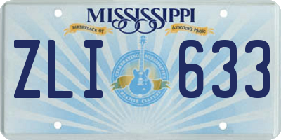 MS license plate ZLI633