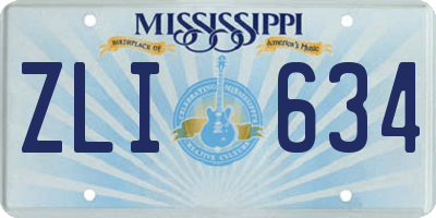 MS license plate ZLI634