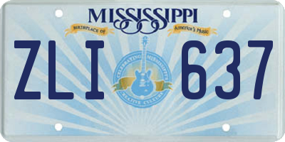 MS license plate ZLI637