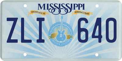 MS license plate ZLI640