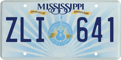 MS license plate ZLI641