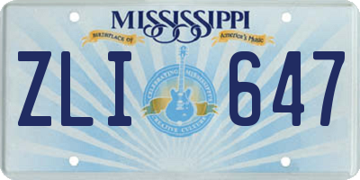 MS license plate ZLI647