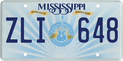 MS license plate ZLI648
