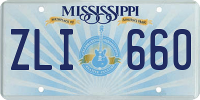MS license plate ZLI660