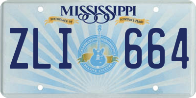 MS license plate ZLI664