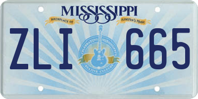 MS license plate ZLI665