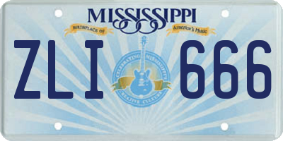 MS license plate ZLI666