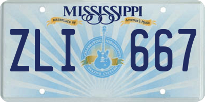 MS license plate ZLI667