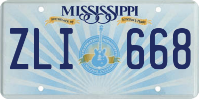 MS license plate ZLI668