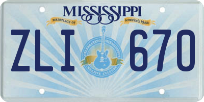 MS license plate ZLI670