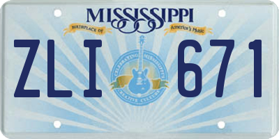 MS license plate ZLI671