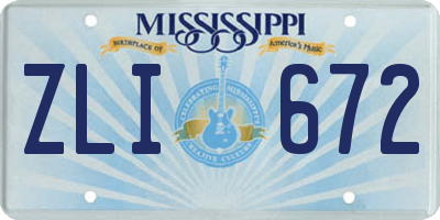 MS license plate ZLI672