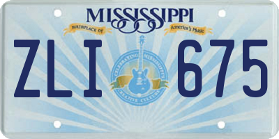 MS license plate ZLI675