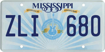 MS license plate ZLI680