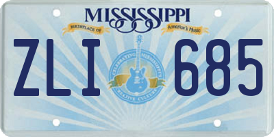 MS license plate ZLI685