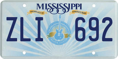 MS license plate ZLI692