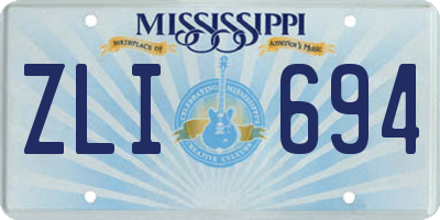 MS license plate ZLI694