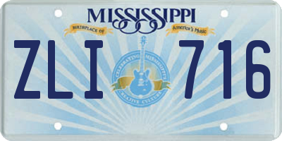 MS license plate ZLI716