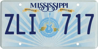 MS license plate ZLI717
