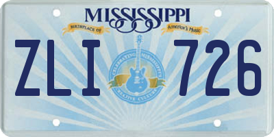 MS license plate ZLI726