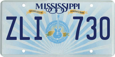 MS license plate ZLI730