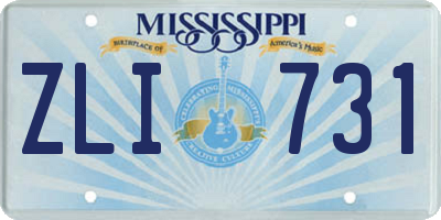 MS license plate ZLI731