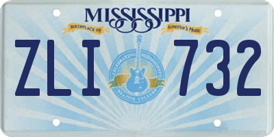 MS license plate ZLI732