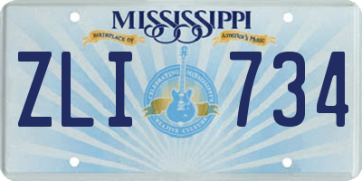 MS license plate ZLI734