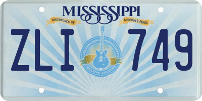 MS license plate ZLI749
