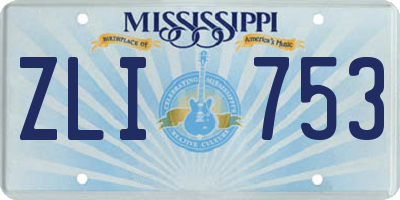 MS license plate ZLI753