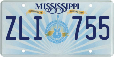 MS license plate ZLI755