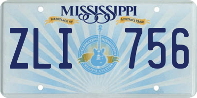 MS license plate ZLI756