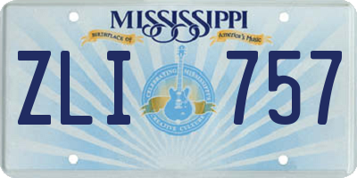 MS license plate ZLI757