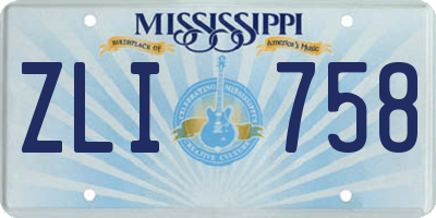 MS license plate ZLI758