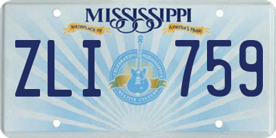 MS license plate ZLI759