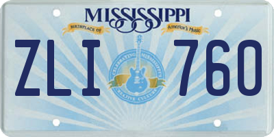 MS license plate ZLI760