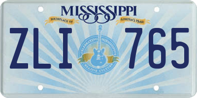 MS license plate ZLI765