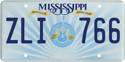 MS license plate ZLI766